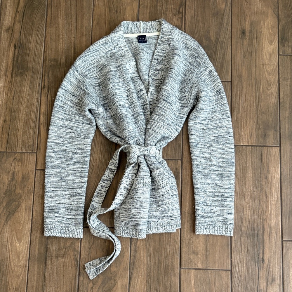 GAP Light Gray Kimono Style Cardigan with Belt Tie